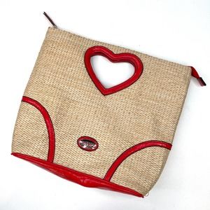 XOXO | Vintage Y2K 2000s Red Heart Straw Tote Bag